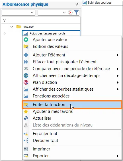 Éditer la fonction depuis le suivi